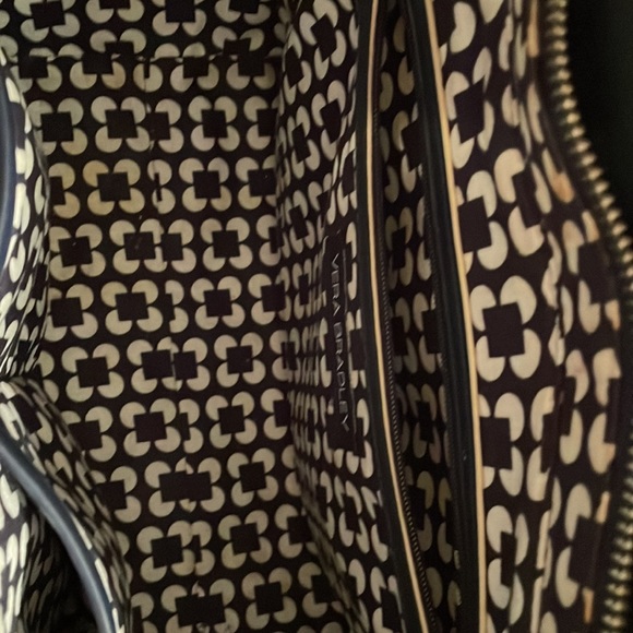 Vera Bradley leather handbag Navy blue with white trim - Picture 3 of 4